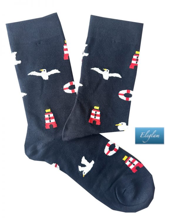 calcetines dibujos motivos playeros, con gaviotas
