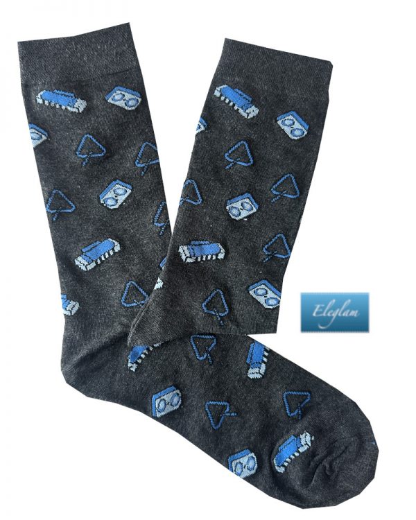 calcetines dibujos gris y azul